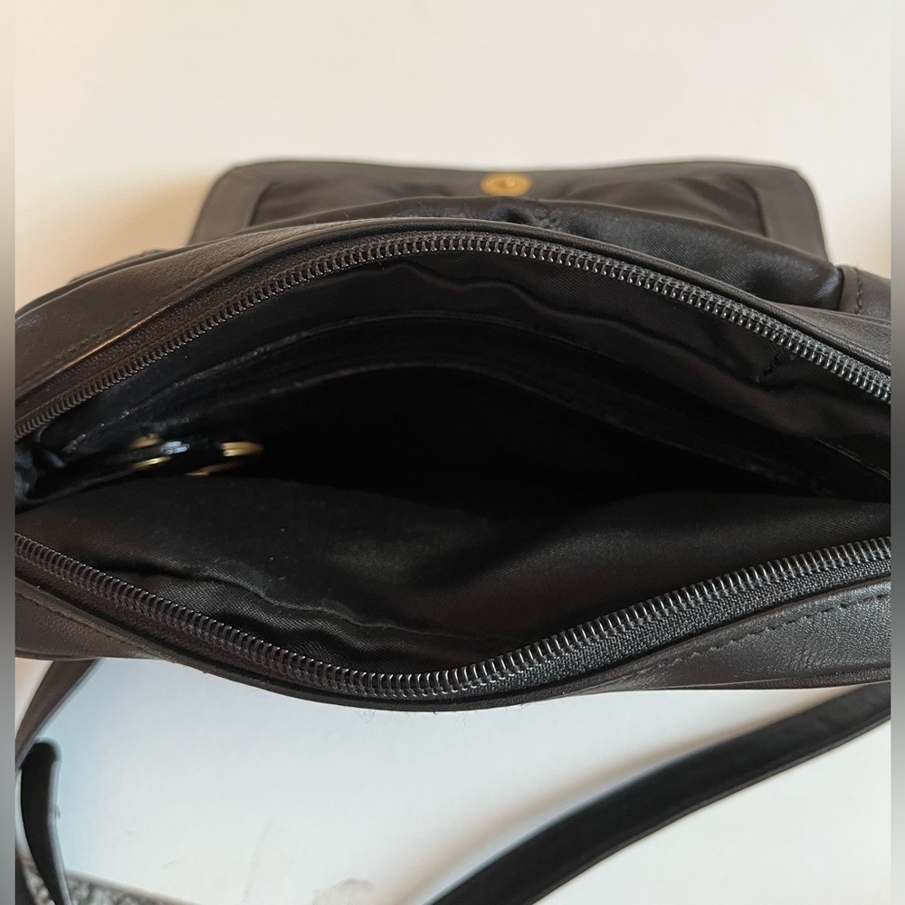 Vintage Stone Mountain Black Soft Leather Crossbody Purse Shoulder Bag USA made - Picture 7 of 16